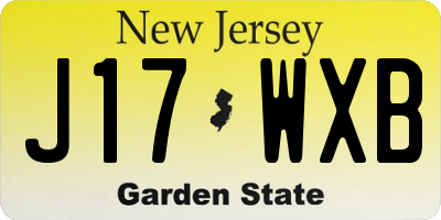 NJ license plate J17WXB