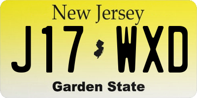 NJ license plate J17WXD