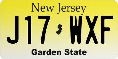 NJ license plate J17WXF