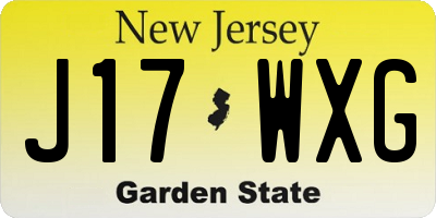 NJ license plate J17WXG