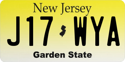 NJ license plate J17WYA