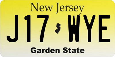 NJ license plate J17WYE
