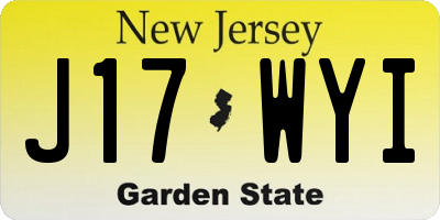 NJ license plate J17WYI
