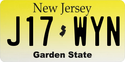 NJ license plate J17WYN