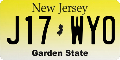 NJ license plate J17WYO