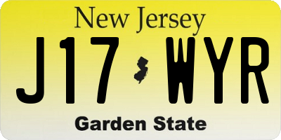 NJ license plate J17WYR