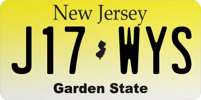 NJ license plate J17WYS