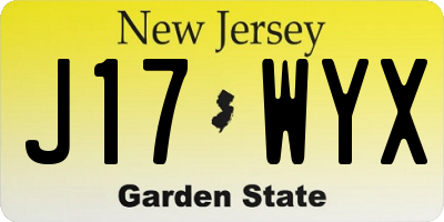 NJ license plate J17WYX