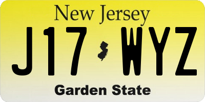NJ license plate J17WYZ