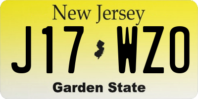 NJ license plate J17WZO