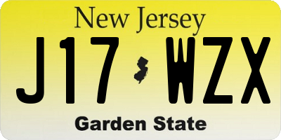 NJ license plate J17WZX
