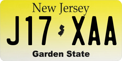 NJ license plate J17XAA