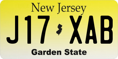 NJ license plate J17XAB
