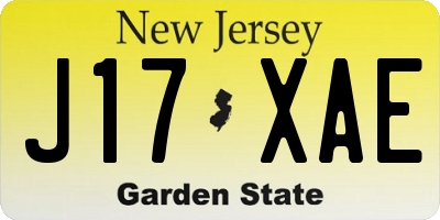 NJ license plate J17XAE