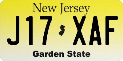NJ license plate J17XAF