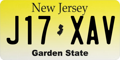 NJ license plate J17XAV
