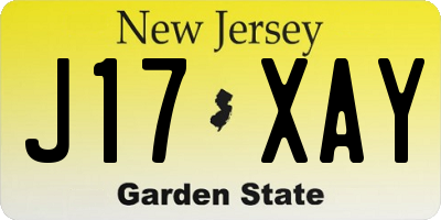NJ license plate J17XAY