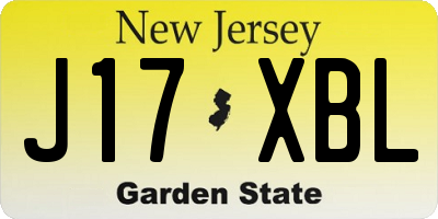 NJ license plate J17XBL