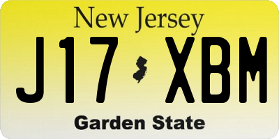 NJ license plate J17XBM