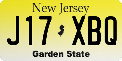 NJ license plate J17XBQ