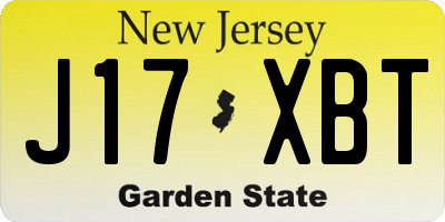 NJ license plate J17XBT