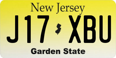 NJ license plate J17XBU