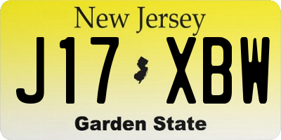 NJ license plate J17XBW