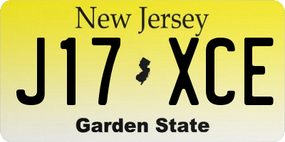 NJ license plate J17XCE
