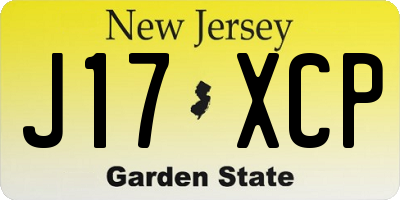 NJ license plate J17XCP
