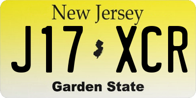 NJ license plate J17XCR
