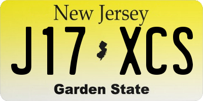 NJ license plate J17XCS