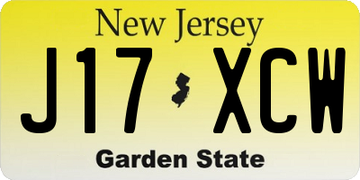 NJ license plate J17XCW