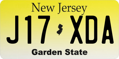 NJ license plate J17XDA