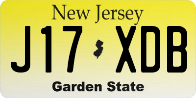 NJ license plate J17XDB