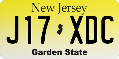 NJ license plate J17XDC