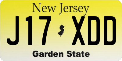 NJ license plate J17XDD