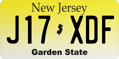 NJ license plate J17XDF