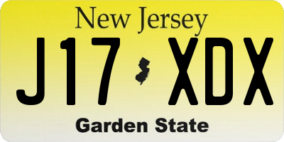 NJ license plate J17XDX