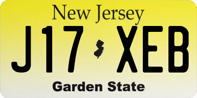 NJ license plate J17XEB