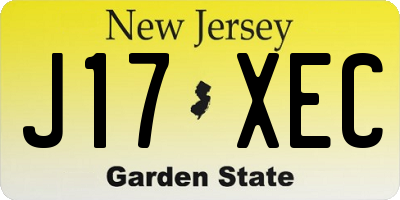 NJ license plate J17XEC
