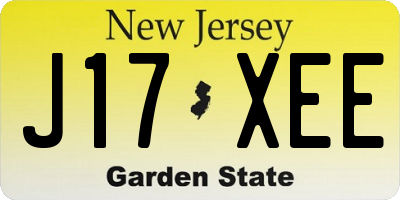 NJ license plate J17XEE