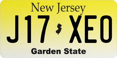 NJ license plate J17XEO