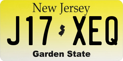 NJ license plate J17XEQ