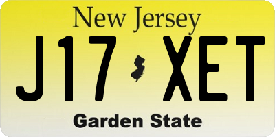 NJ license plate J17XET