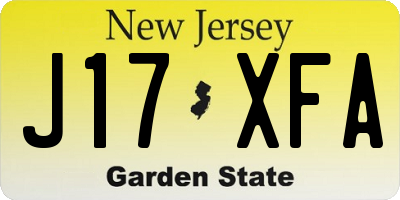 NJ license plate J17XFA