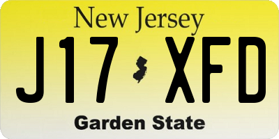 NJ license plate J17XFD