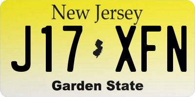 NJ license plate J17XFN