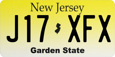 NJ license plate J17XFX