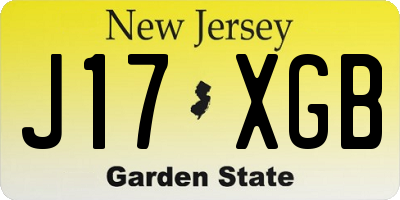 NJ license plate J17XGB