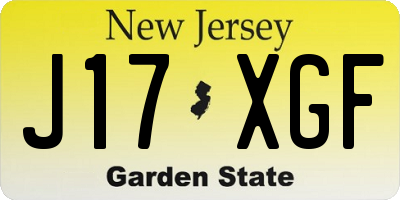 NJ license plate J17XGF